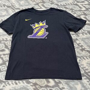 Nike Kids Black Tee with Purple and Yellow Crown Graphic